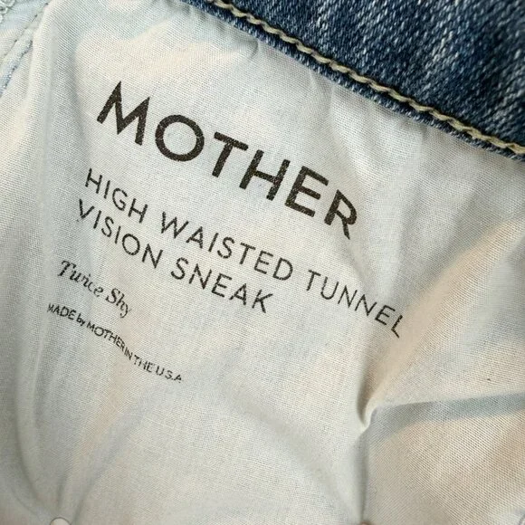 Mother High Waisted Tunnel Vision Sneak Jeans Twice Shy Wash Blue Wide Leg 31 - Picture 12 of 14